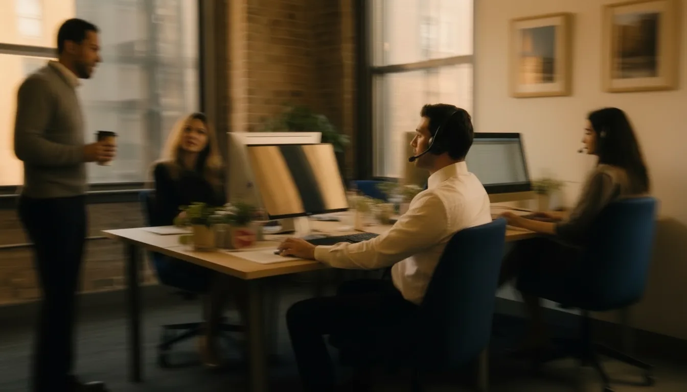 Staffing consultants at their desks matching workers to open shifts